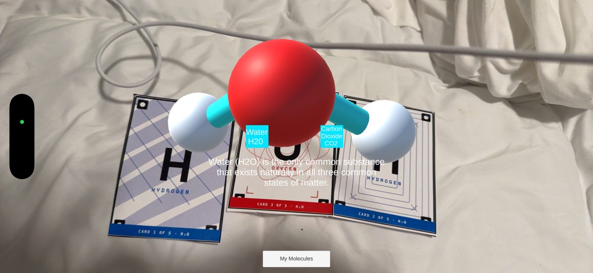 An AR side project visualizing a water molecule
